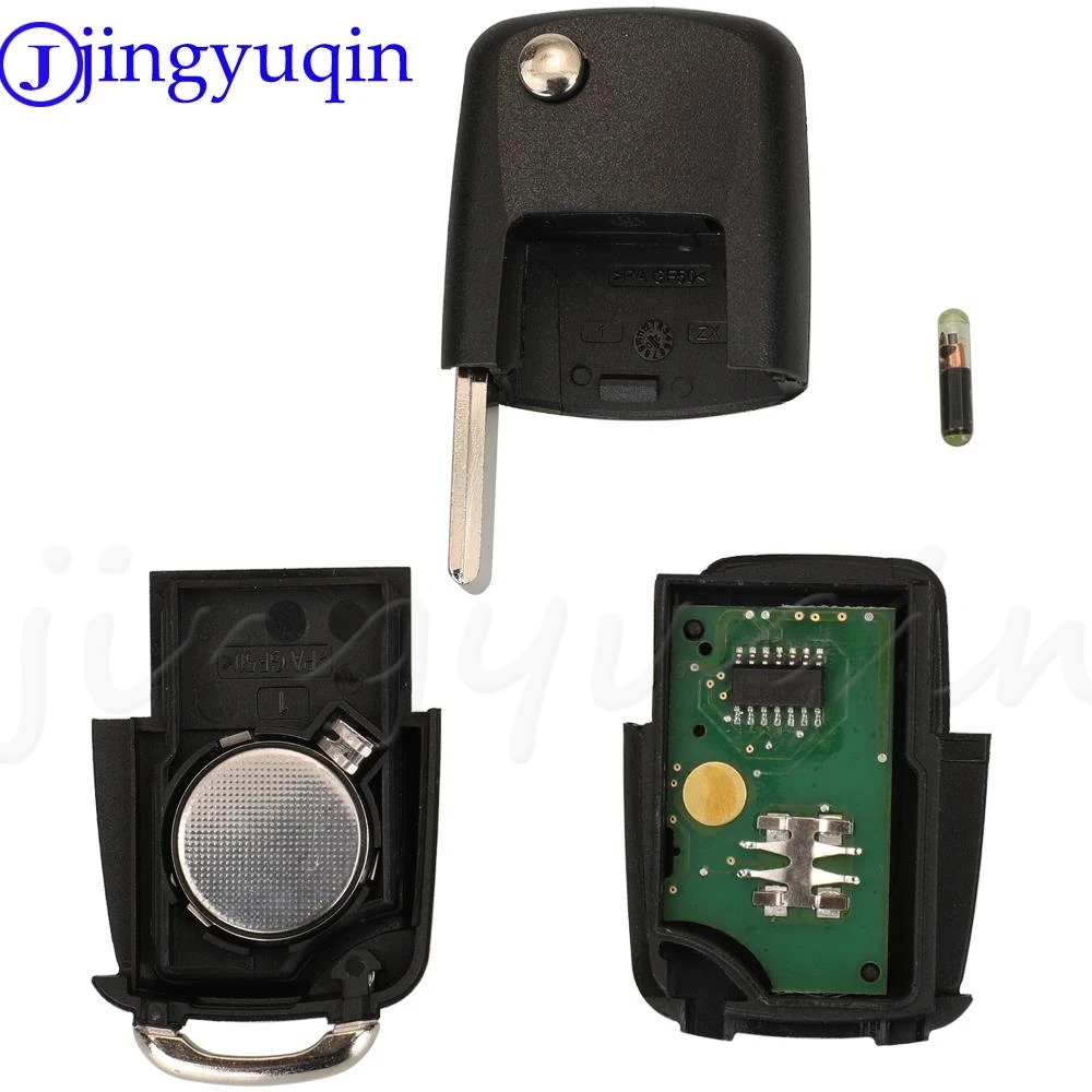 Jingyuqin 3 przyciski inteligentny pilot z kluczykiem samochodowym 433MHZ ID48 Chip 1K0959753N dla VW Golf Jetta Tiguan Polo z ostrzem HU66 7N5837202