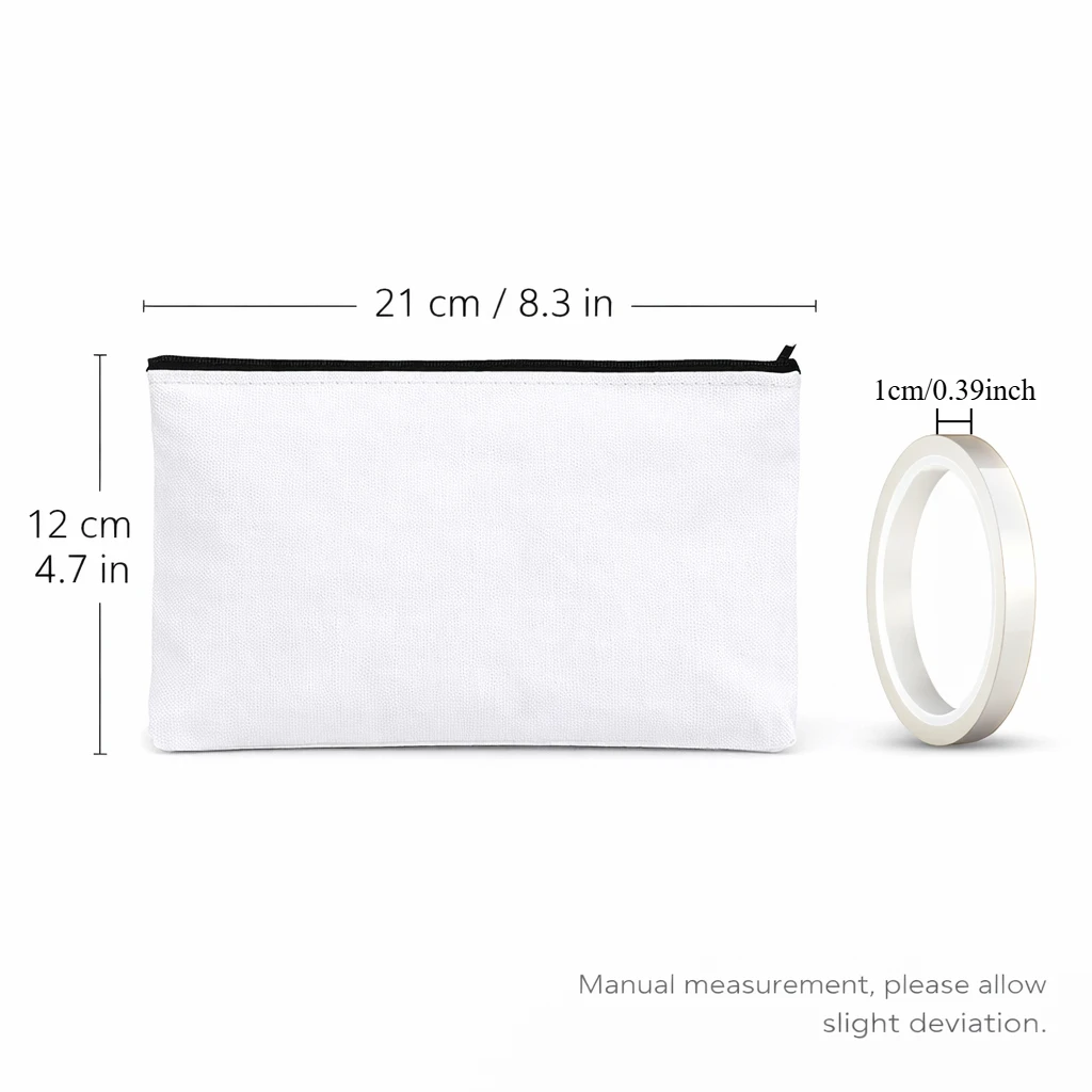 8-Pack Canvas White Sublimation Zipper Pouches with Heat Resistant Tape - Blank Starter Kit for Heat Press And Daily Storage