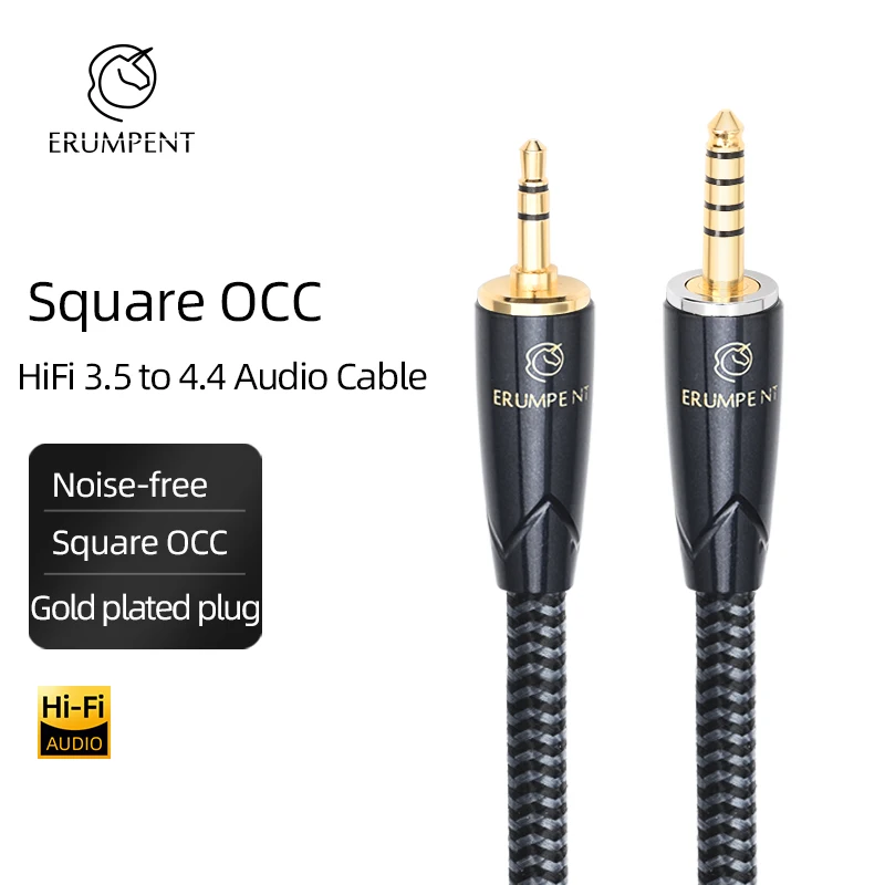 

HiFi 4.4 to 3.5 Cable for Headphone Mp3 High Quality Square OCC Balanced 4.4mm to 3.5mm Aux Male to Male Audio Adapter Cable