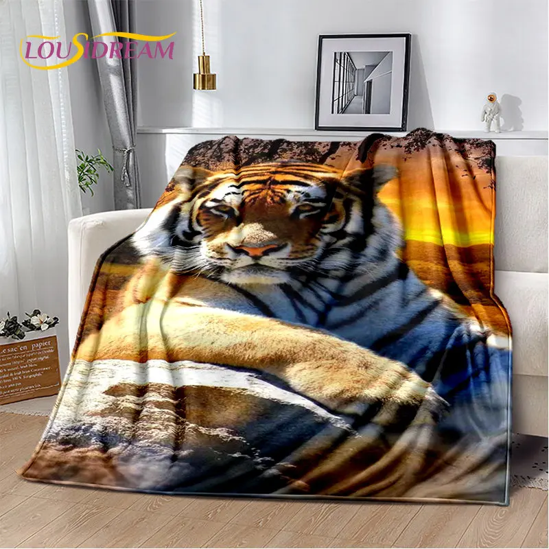 Couverture en peluche douce de dessin animé de tigre de bête, couverture de lutin, salon, chambre à coucher, lit, canapé, pique-nique