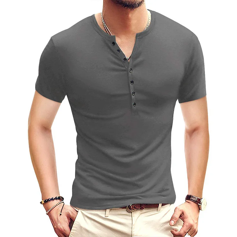 

Новая однотонная мужская футболка с коротким рукавом для международной торговли в Европе, Америке, летняя облегающая Мужская футболка