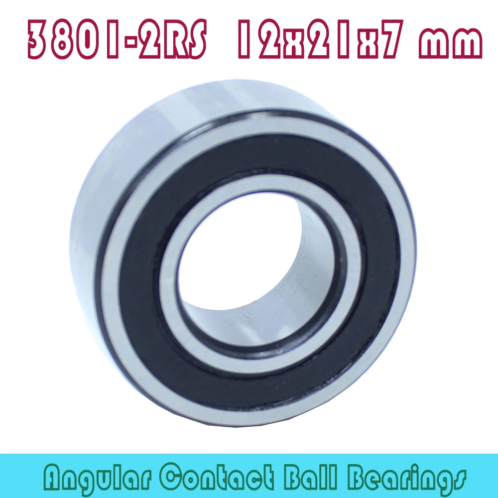 

3801-2RS Bearing 12*21*7 mm ( 1 Pc ) 3801 2RS Double Row Sealed 3801 RS Angular Contact Ball Bearings