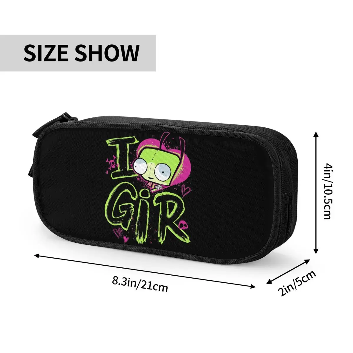 Cartoon Invader Zim Game Cartoon Movies Pencil Cases for Student Gifts Pen Box Pencil Bag Large Storage Pencil Pouch