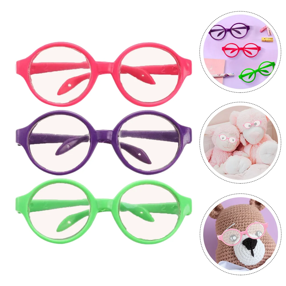 3 Pcs Glasses Dress Up Accessories Eyeglasses Cosplay for 18 Inches Dolls Miniature Toy Plastic