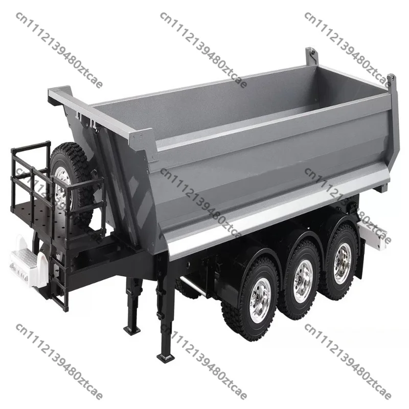 1/14 RC 3‑Axle Semi‑Trailer Full‑Metal U‑Shape Tipper Dump‑Bed, European‑Style Hobby Modification Upgrade Spare‑Part