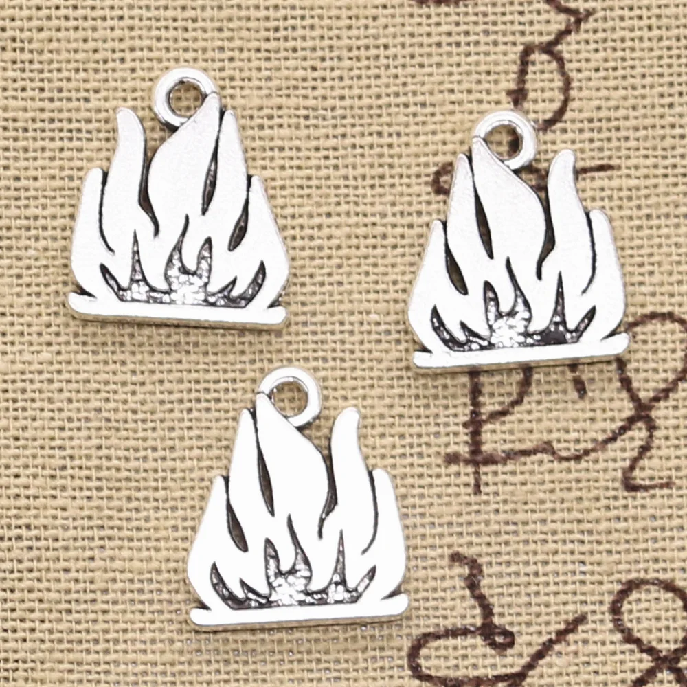 15szt Charms płomienie ogień 15x18mm antyczny srebrny kolorowy platerowany zawieszki dokonywanie DIY Handmade tybetański kolor srebrny biżuteria