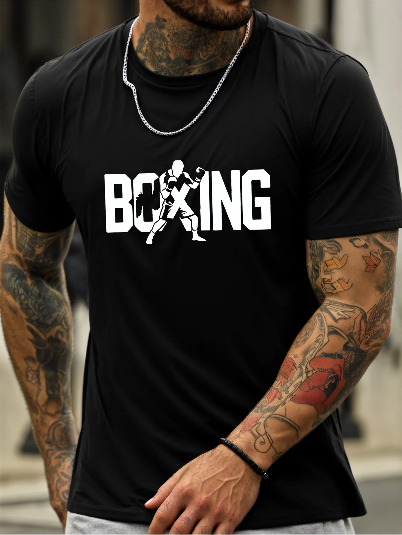 

Retro Boxing Graphic T-Shirt 100% Cotton O-Neck Short Sleeve Summer Casual Mens T-shirt Streetwear