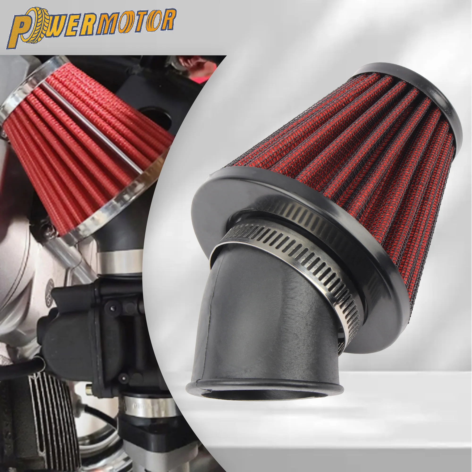 für 50cc 110cc 125cc 150cc Motorrad Luftfilter 35mm 42mm 48mm Reiniger Clamp-on 45 Grad Biegung Lufteinlass Filter Modifikationen