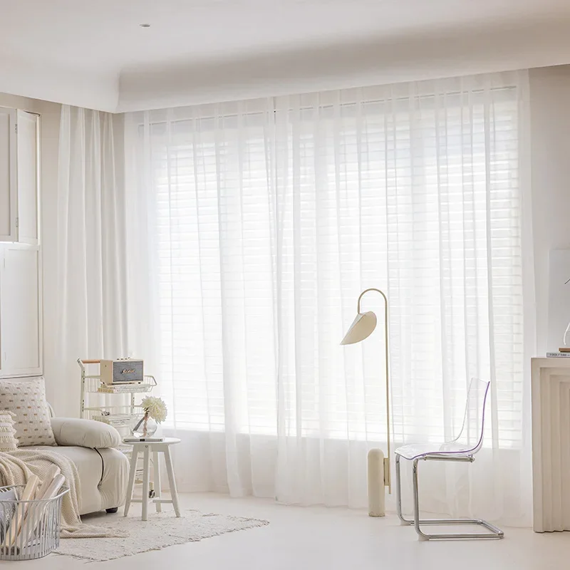 

Fluttering Soft White Solid Tulle Curtains for Living Room Bedroom Balcony Window Sheer Voile Drapes Gauze Treatments Door