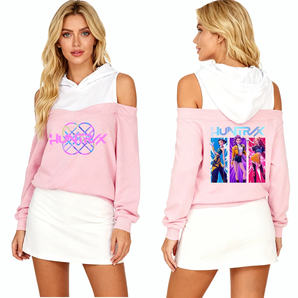 حار Kpop شيطان الصيادين خارج على الكتف طويلة الأكمام مثير هوديي هدية عيد الميلاد لصديقتك