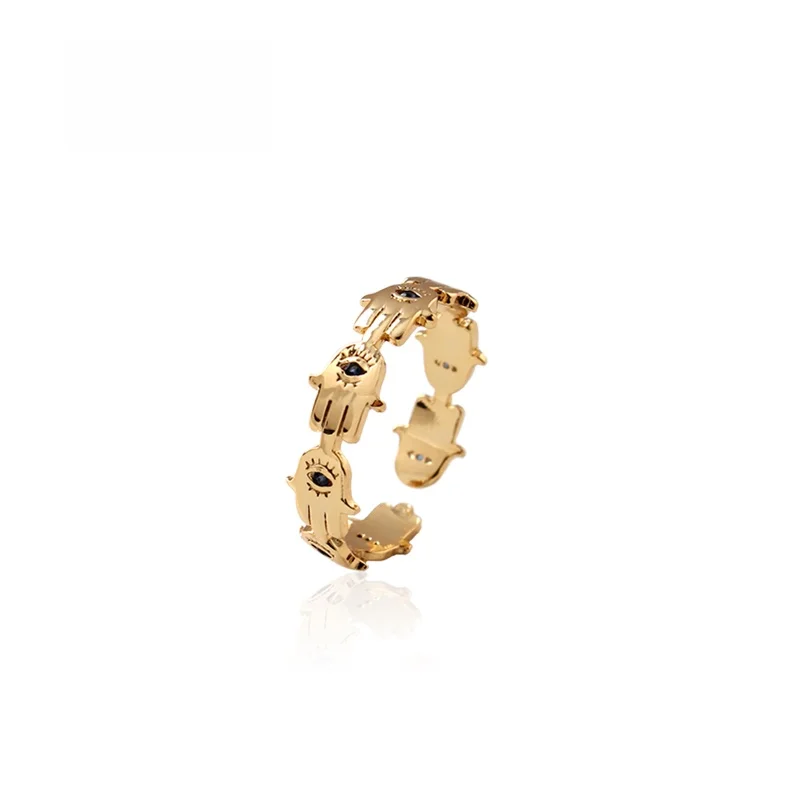 

Sumni 18K Gold Plated Fatima Hand Ring Unisex Design Couple's Ring Best Friend Ring Fashionable Jewelry Accessory