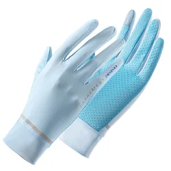 Guantes Anti-UV para mujer, protectores solares de seda de hielo, finos, de malla transpirable para conducir, ciclismo, pesca, bicicleta, deportes, Verano