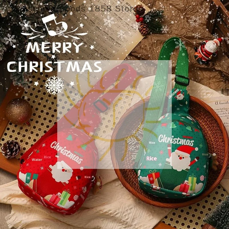 2026 جديد سانتا كلوز هدية عيد الميلاد حقيبة التعبئة والتغليف القماش الصغيرة لحقيبة الظهر أبل للأطفال الأخضر/الأحمر عيد ميلاد سعيد #1