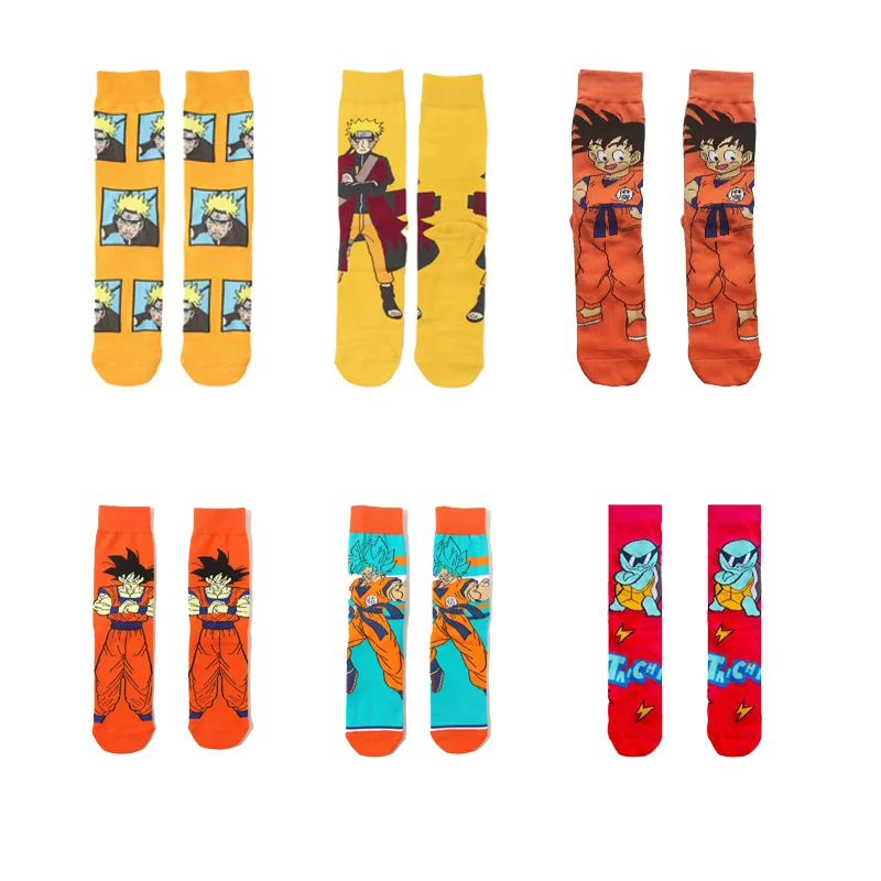 

New 1 pair of Bandai cartoon men's and women's socks cartoon personality skateboard socks anime mid tube cotton neutral socks