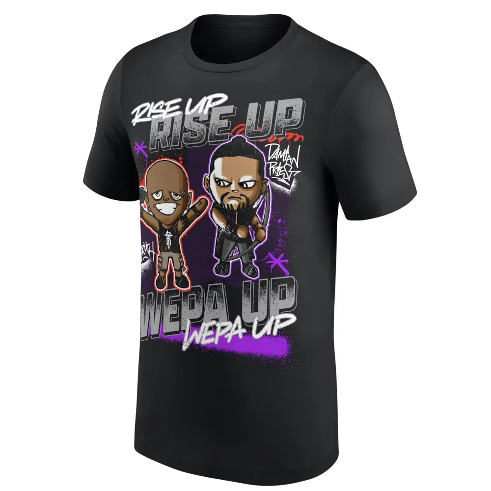 Men's Damian Priest R-Truth Rise Up Wepa Up Cartoon T-Shirt 3D Printed Quick Dry Short Sleeve Daily Casual Plus Size T-Shirt