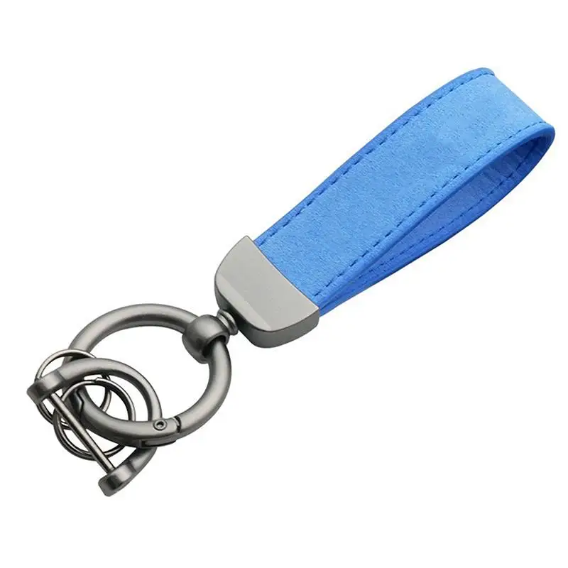 Fashion Leather Car Keychain Metal Key Holder with Suede Pendant High End Ornament for Auto Lovers Practical Daily Accessory