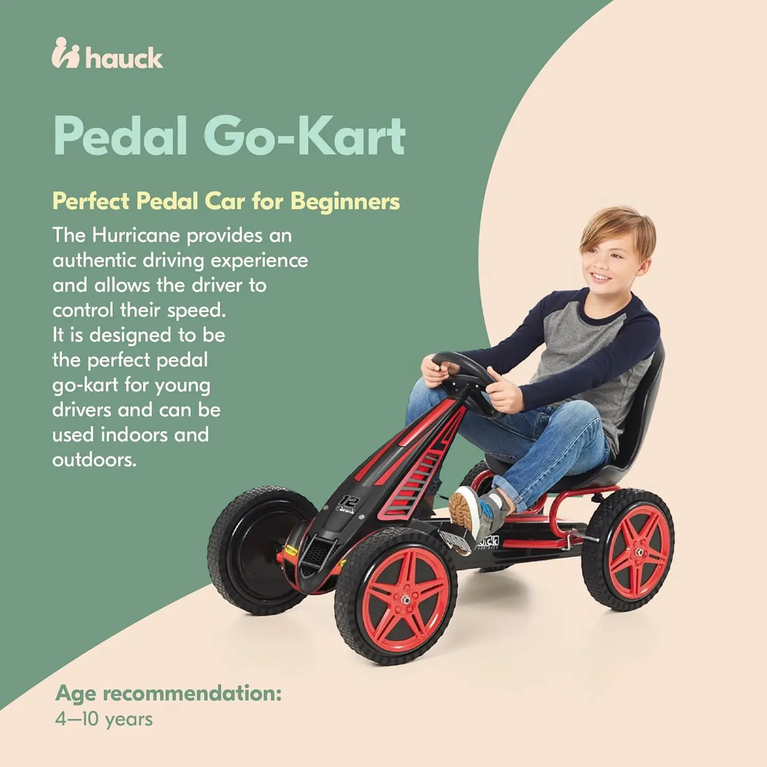 Racing w/ Low Profile Rubber Tires & Handbrake for Rear Wheels - Ride On Toy designed for Kids Ages 4-10