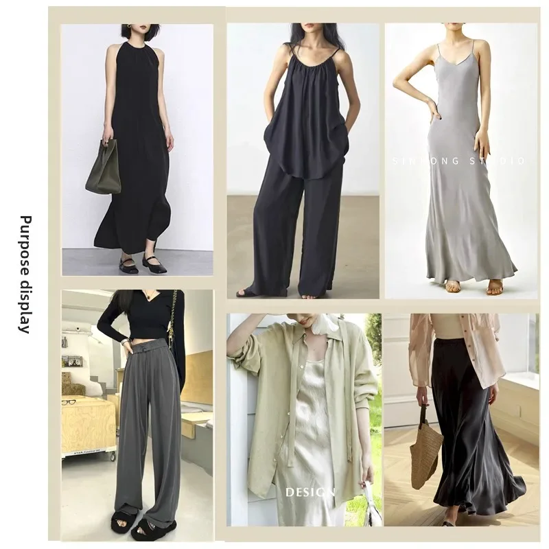Conjunto de camisa y pantalones de vestir de tela Lyocell de seda y amoníaco de cobre fino, falda con tirantes, fibra vegetal, absorción de humedad, transpirabilidad