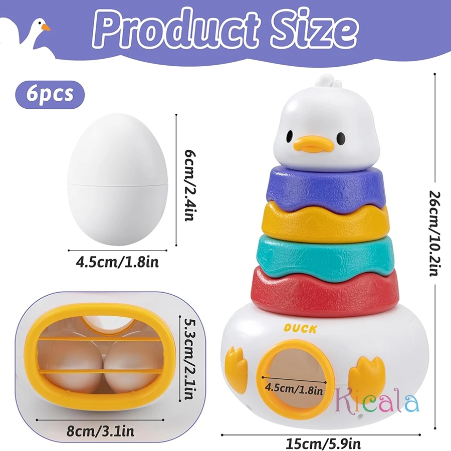 Baby-Stapelspielzeug mit Ringen, Montessori-Spielzeug, 3-in-1, passende Ostereier, Stapelturm zum Stapeln, Spiel, Lernspielzeug, Geschenke