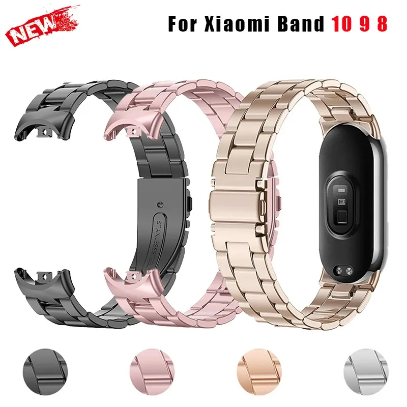 Armband für Xiaomi Mi Band 10 9 8 Smart Armband Metall Armband Ersatz Edelstahl für Mi Band 8 9 10 Armband Armbänder