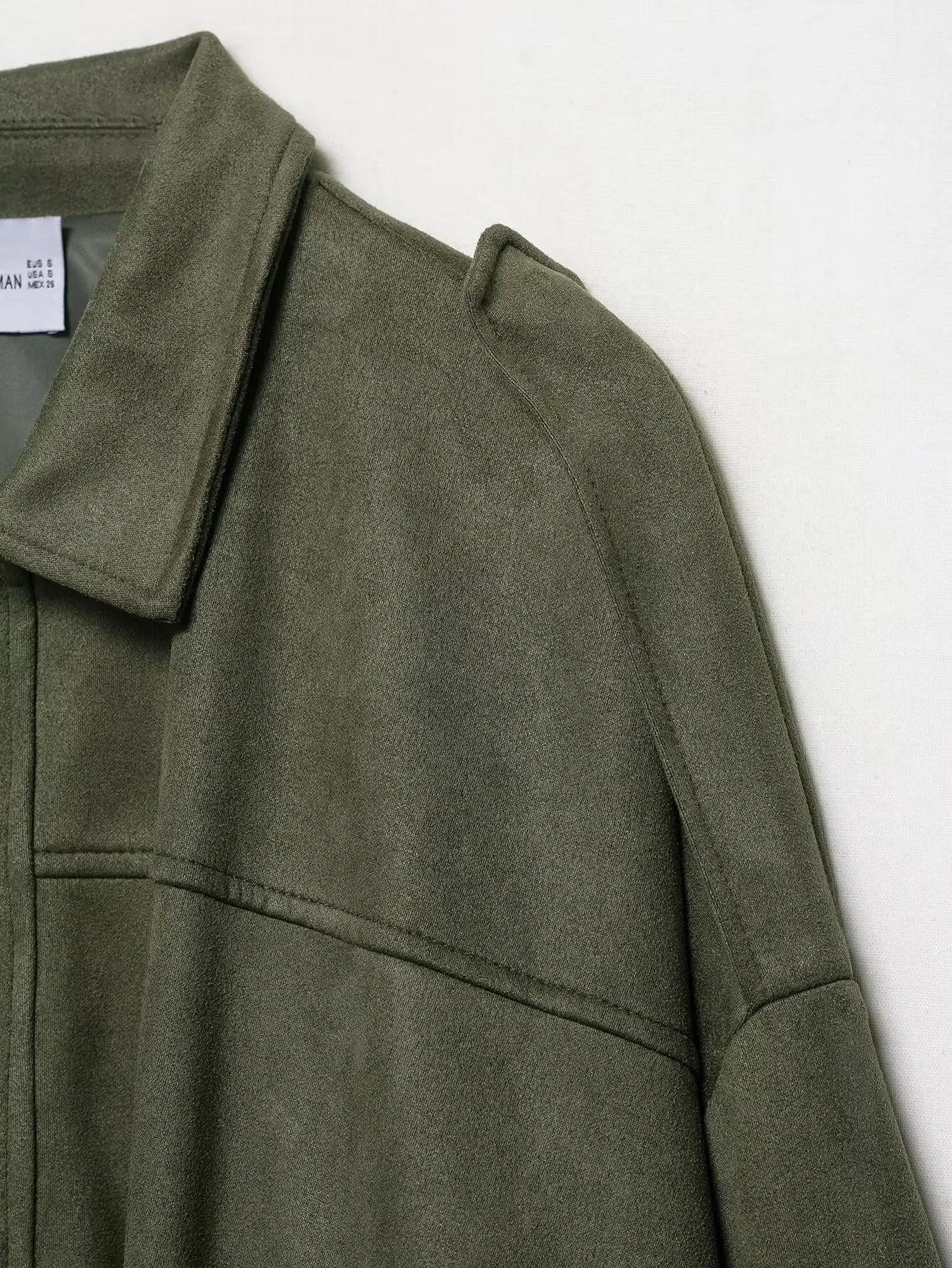 2022 Jacke mit Taschendetails aus Wildlederstruktur, Damen-Freizeitjacke, entspannte Passform, Mantel mit Reißverschluss vorne, maschinenwaschbar, Alltagskleidung, Fa