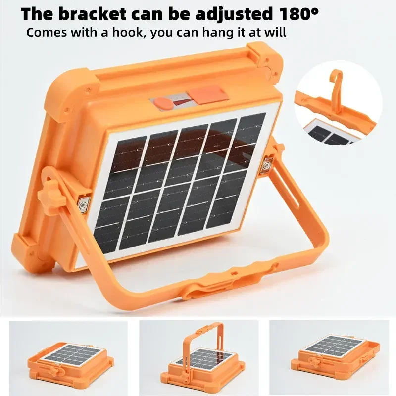 Newest 2000/5000W LED Solar Floodlight Rechargeable Emergency Lighting Outdoor Camping Portable Lamp Waterproof Searchlight Hot