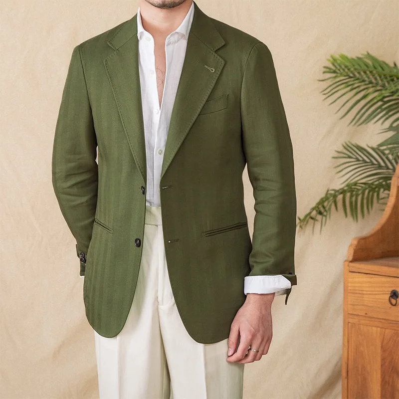 Tencel Linen Cotton Blend Casual Suit Jacket Breathable and Elegant Men's Formal Wear Wedding Attire Summer New Arrival