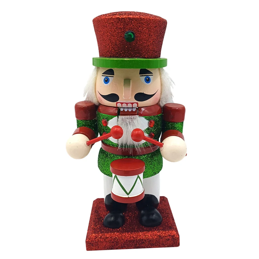 

Christmas Nutcracker Soldier Ornament in Classic Wooden Style for Desktop Cabinet Shelf - Holiday Party Decor Supply Accessory