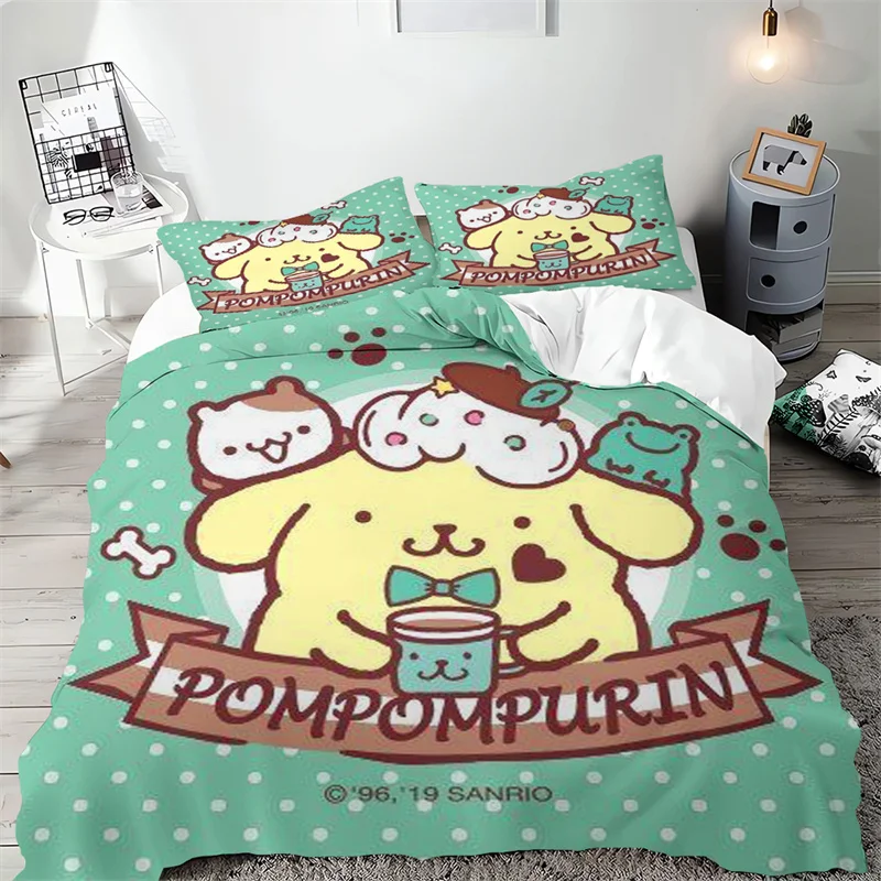 ปลอกผ้านวม Pompompurin220x240ไมโครไฟเบอร์ชุดเครื่องนอนสองชั้นหลากสีผ้าคลุมผ้านวมเดี่ยว