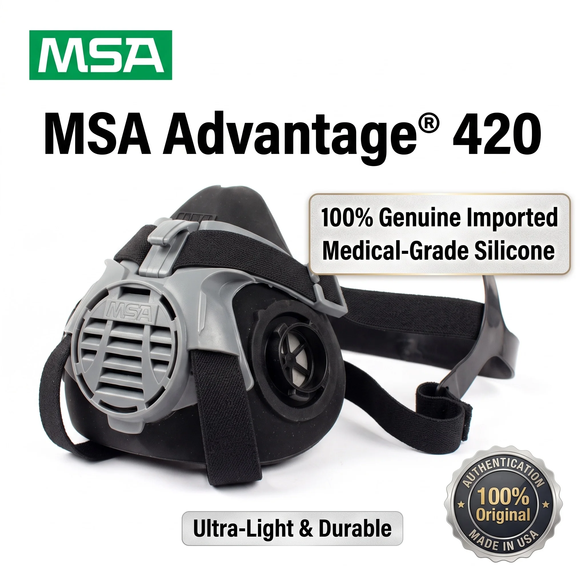 MSA Advantage 420 Silicone Half Mask Respirator Reusable Gas Mask Drop-Down Safety Facepiece Chemical Dust Spray Paint Welding