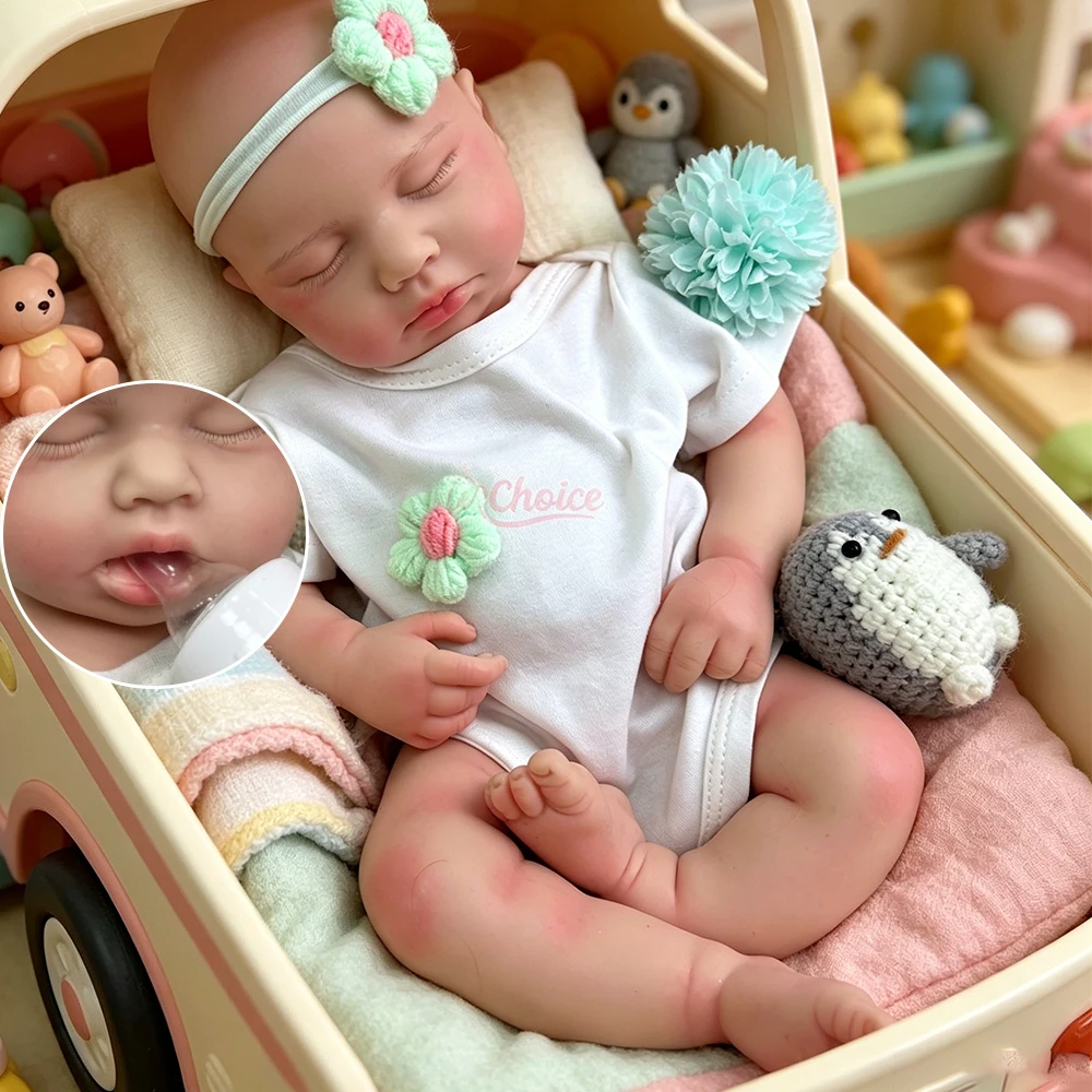 Realistic Skin Veins Loulou 50cm Soft Touch Silicone Reborn Doll Lifelike Emotional Support Newborn Doll for Dementia Patients