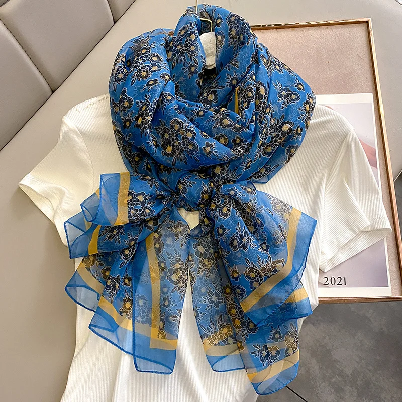 Women New Model Pashmina Shawls Popular 180X130CM Scarf For Gift Couple Style Summer Silk Hijab Fashion Design Sunscreen Scarves