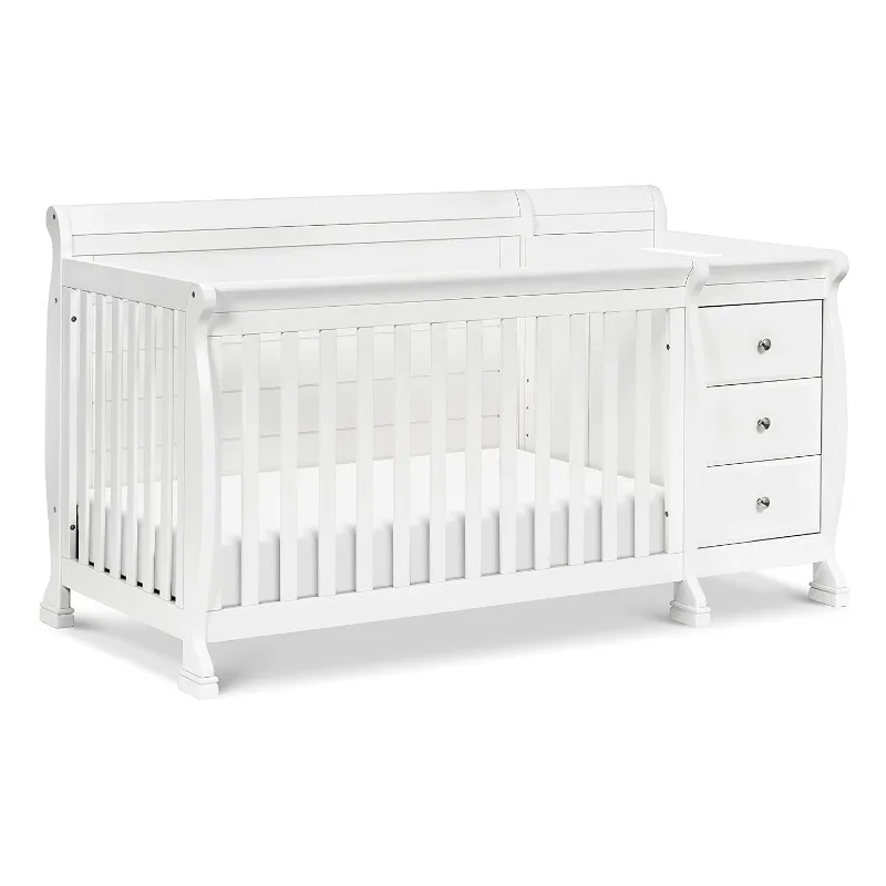 4-in-1 Convertible Crib and Changer Combo in White