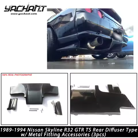 FRP/CF Rear Kit 3 Pcs Fit For 1989-1994 Skyline R32 GTR TS Style Rear Diffuser Type 1 with Metal Fitting Accessories