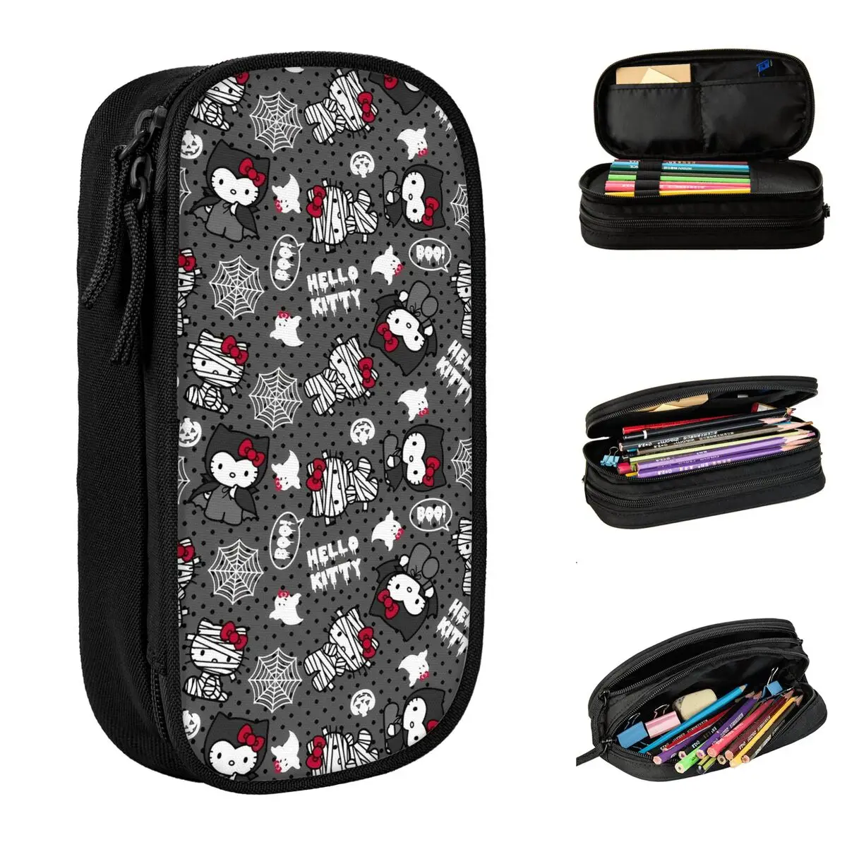 

Japanese Hello Kitty Halloween Kawaii Cat Pencil Case Big Pencil Pouch Boy Girl Canvas School Pencil Cases Stationery Organizer