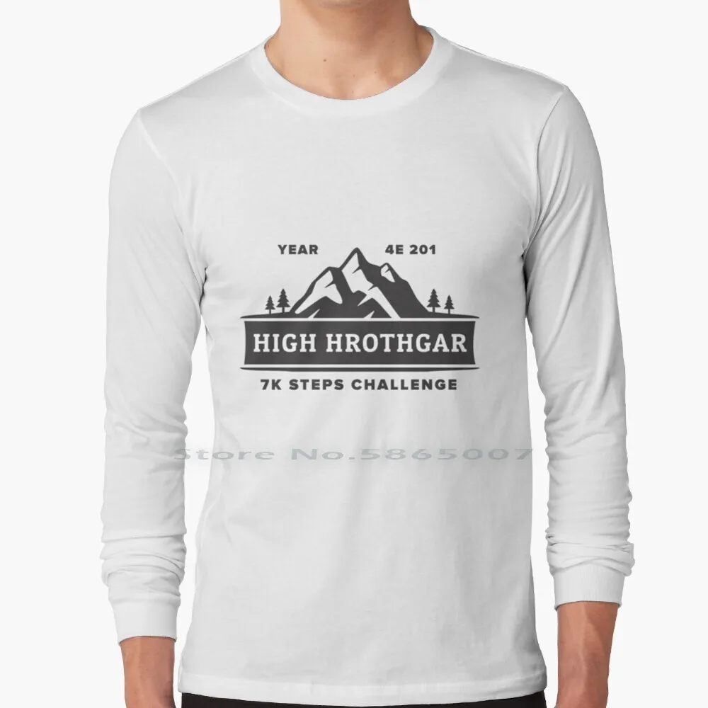 High Hrothgar Adventure Race 100% Cotton Long Sleeve T Shirt High Hrothgar Memes Dragonborn Oblivion Throat Of The World