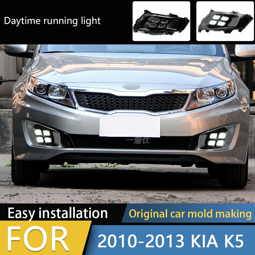 

1Pair Car DRL For Kia Optima K5 2010 2011 2012 2013 LED daytime running lights yellow turn signal Front Bumper Fog Lamp Assembly