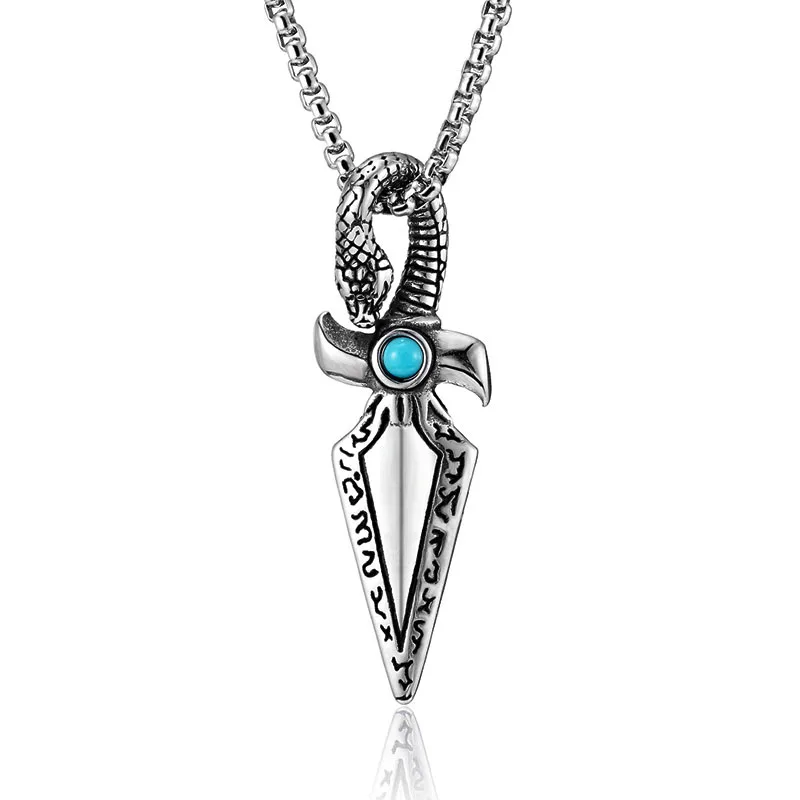 Stainless Steel Titanium Viking Pirate Snake Arrow Head Hip Hop Punk Pendant Collar Chains Necklace for Men Women Jewel