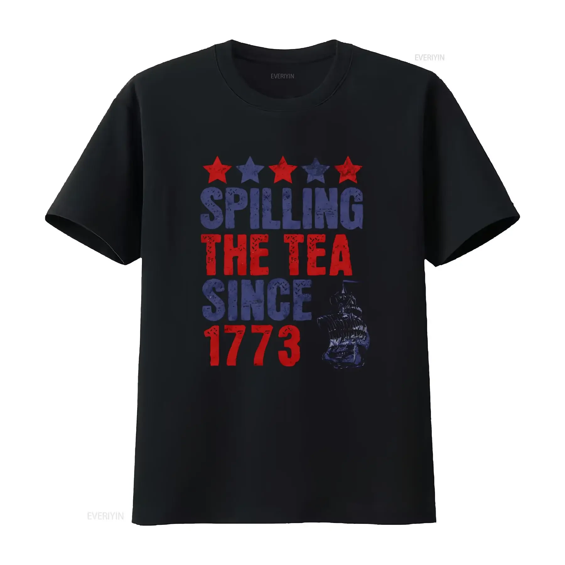 Spilling the Tea Since 1773 T Shirt for Fourth of July Funny Party vintage Washed fashion Slightly Top For Everyday Wear