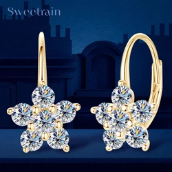 3MM Moissanite Diamond Earrings White Gold Vermeil S925 Sterling Silver Hoop Earrings for Women Girls Sparkly Gorgeous Jewelry