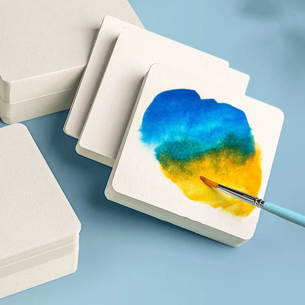 

Square/Round Drawing Water Color Paper Wood Pulp Professional Coarse Grain Paper Postcard 50 Sheets Watercolor Paper