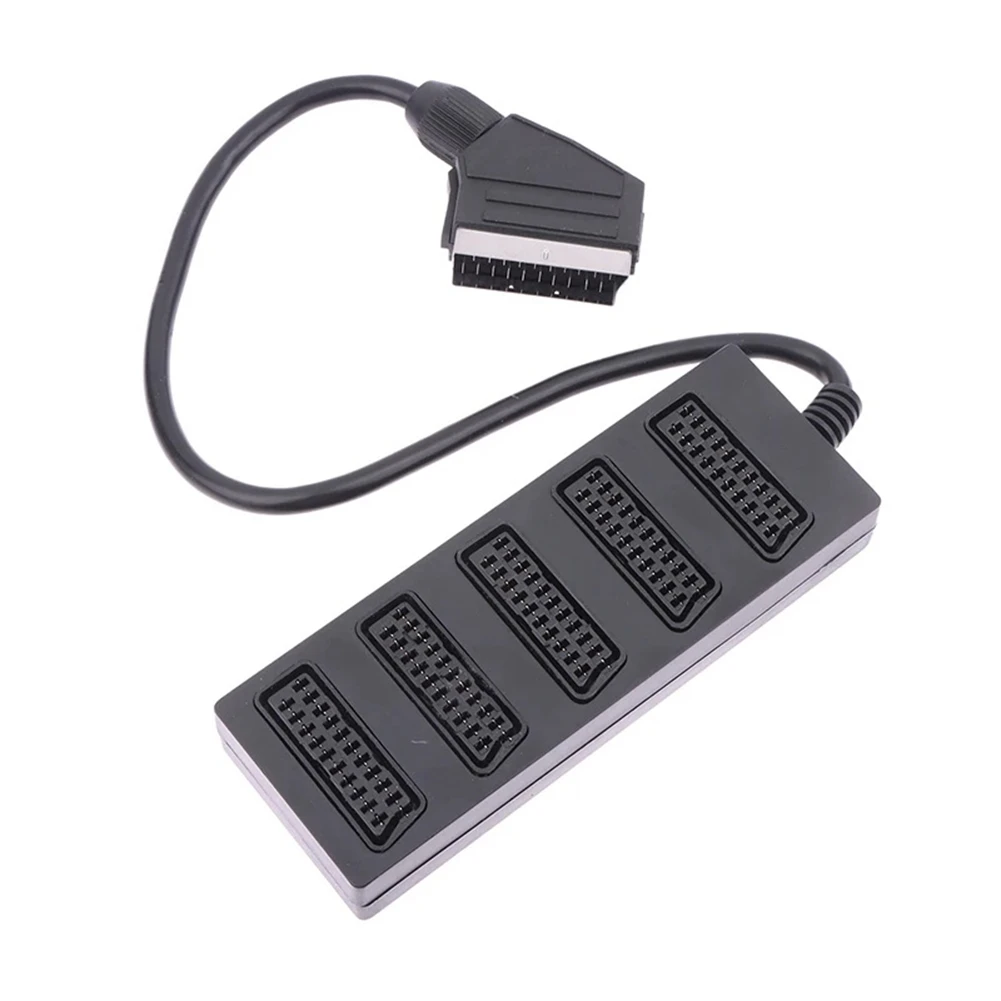 Y06A 21Pin Scart 5 Way Splitter 21p Scart Male to 5 Female Adapter Connector 5 Road Scart One Divide Into Five Cable Line