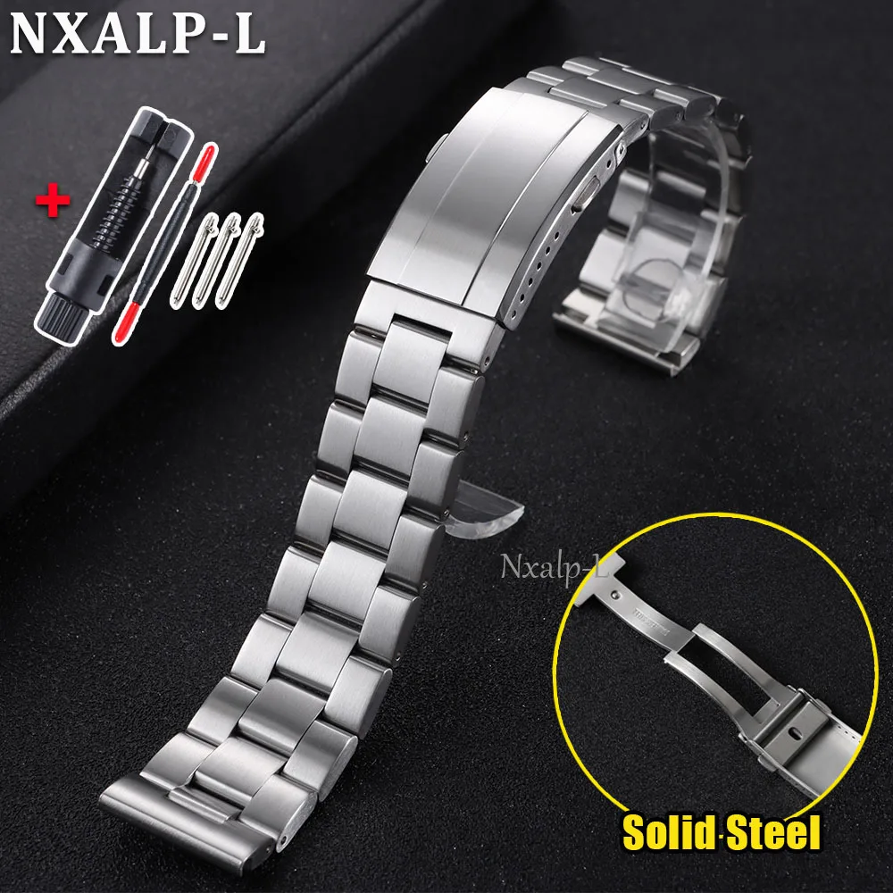 Massives Edelstahl-Uhrenarmband 20mm 22mm für Rolex Oyster Submariner Metall-Taucherarmband Verstellbare Faltschließe Armband