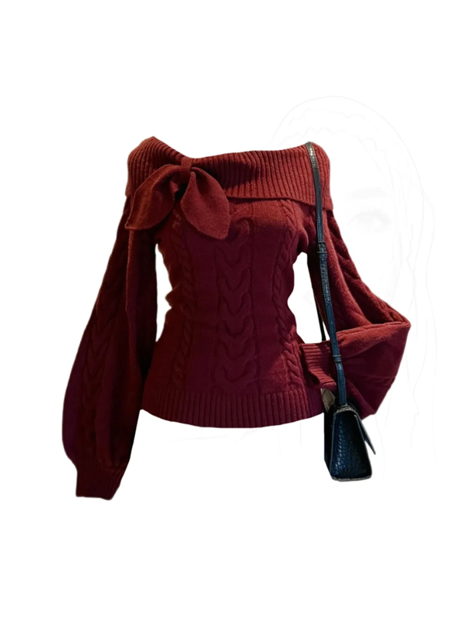 Women Christmas Red Pullover Sweater Y2k Vintage 2000s Cozy Soft Jumper Knit Long Sleeves Preppy Cashmere Sweater Autumn Winter