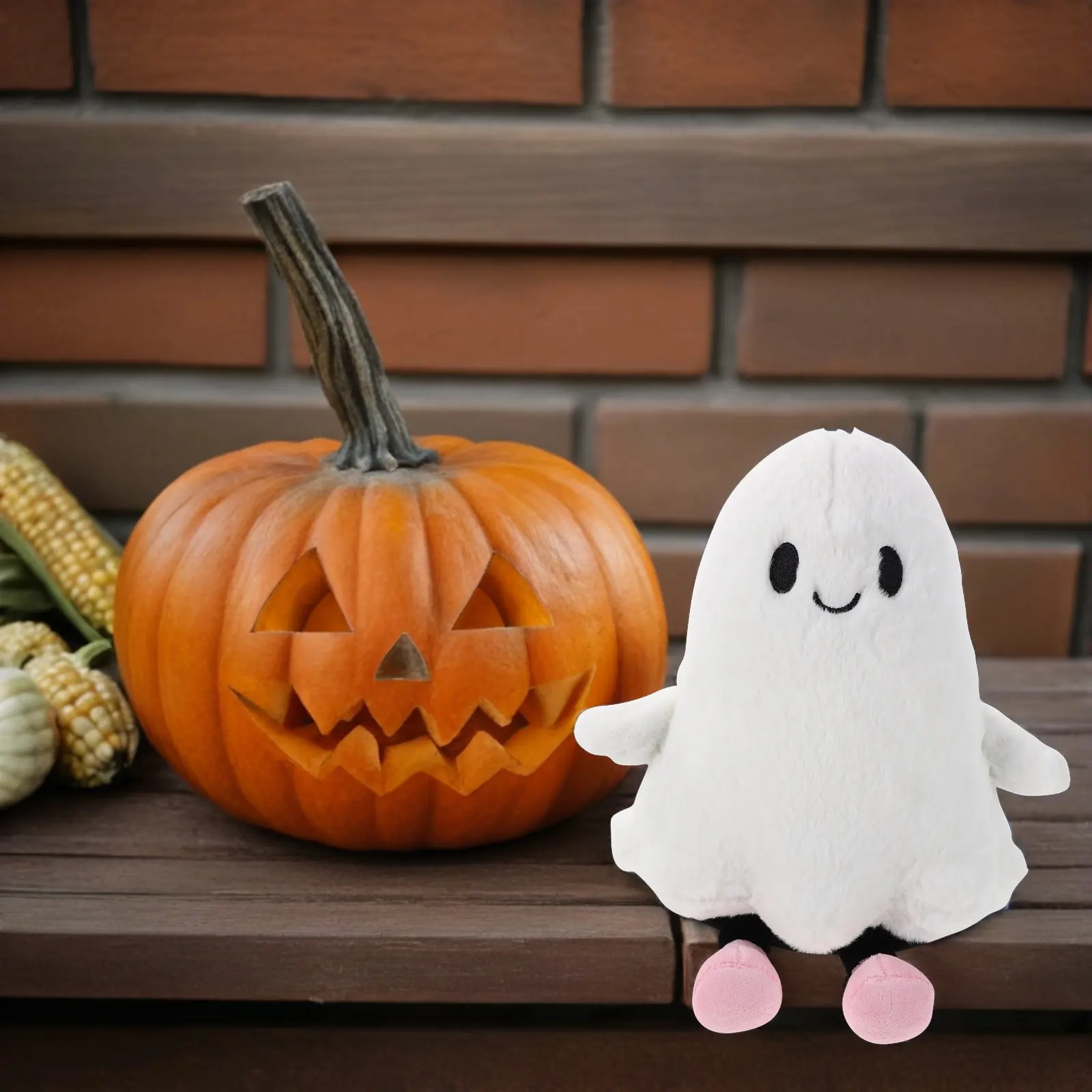 愛らしいゴーストクッション枕、お祭り用の白いぬいぐるみゴーストデコレーション、ハロウィンの景品バッグフィラー、カーニバルの賞品、ソファベッド用