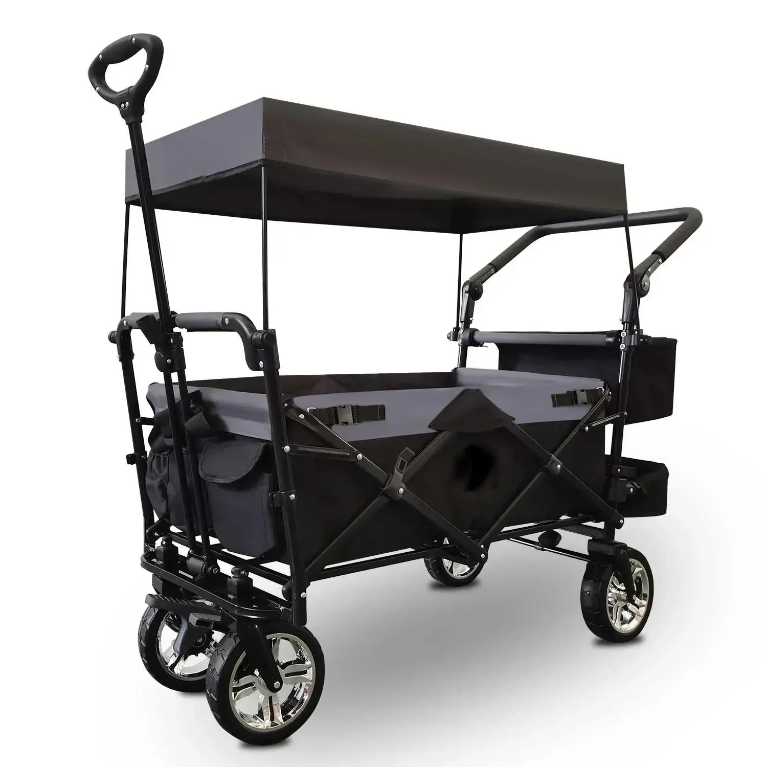 Camping Folding Cart, Universal Wheels, Carrying Capacity of 80kg, Children's Cart, Fishing Sun Shading, Outdoor Use