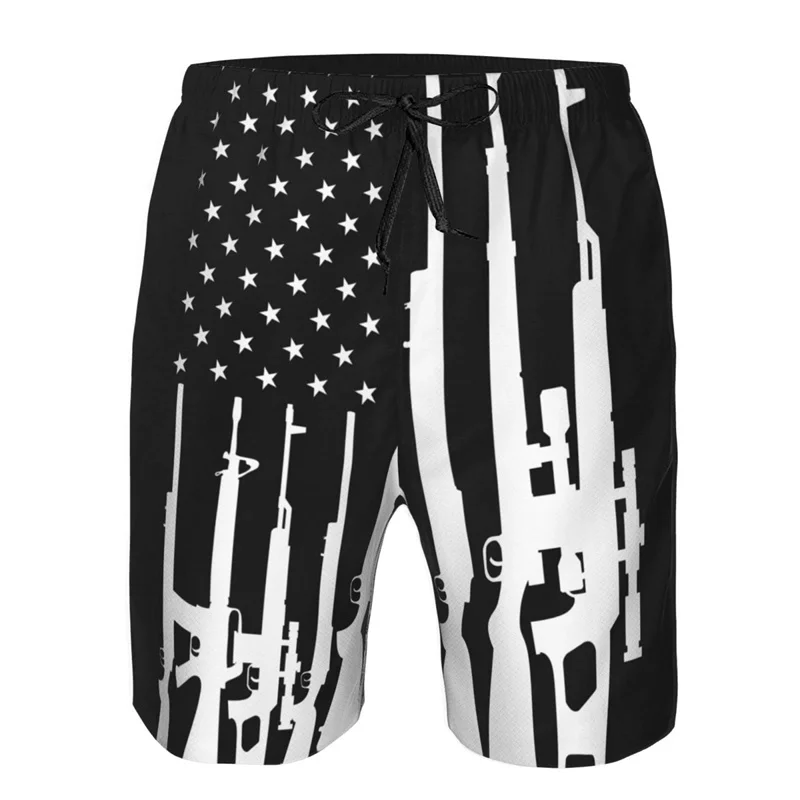 American Feel-Shorts graphiques pour armes à feu, pantalons College en 3D, shorts de planche Hip Hop Y2K, maillots de bain hawaïens d'été, maillots de bain de surf cool