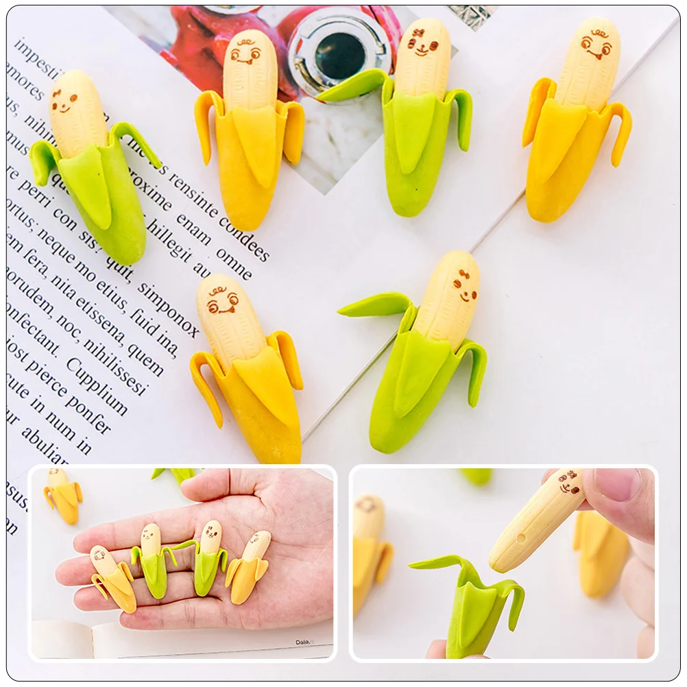 40 Pcs Eraser Erasers for Kids Bulk Students Stationery Toy Food Cartoon Painting Adorable Banana Mini