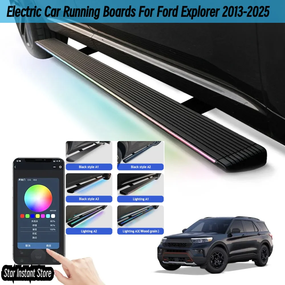 

Auto Retractable Running Boards for Ford Explorer 2013-2025, Electric Side Steps with LED Lights Anti-Slip Pedal