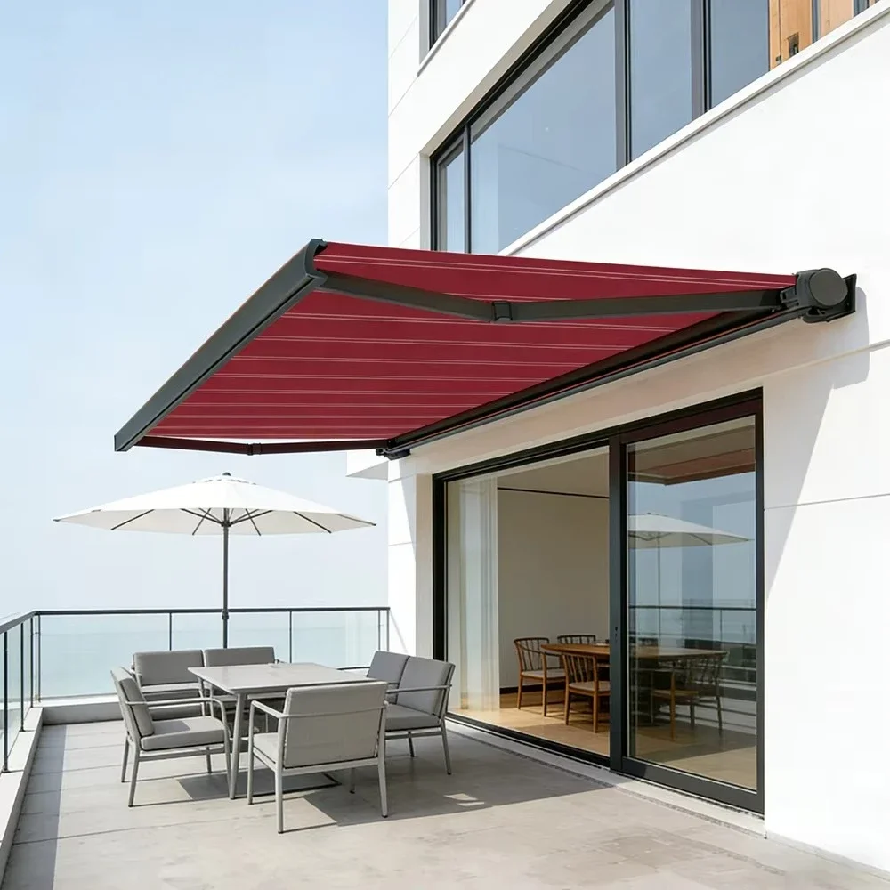 Motorized Retractable Awning CE  Certified Aluminum Frame Waterproof Rain Canopy Sun Shade Balcony Patio Garden